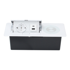 Desktop Pop Up Power Socket Wireless Charging 1 Schuko Outlet 1 USB-A+C Charging