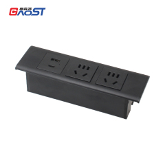 3 Way Desktop Recessed Power Socket Alloy Cover Customized Modules