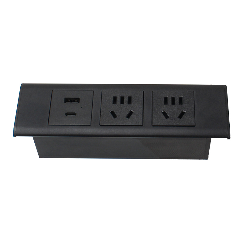 3 Way Desktop Recessed Power Socket Alloy Cover Customized Modules