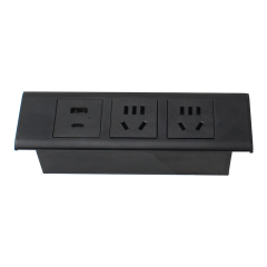 3 Way Desktop Recessed Power Socket Alloy Cover Customized Modules