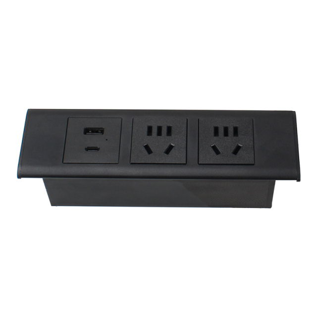 3 Way Desktop Recessed Power Socket Alloy Cover Customized Modules