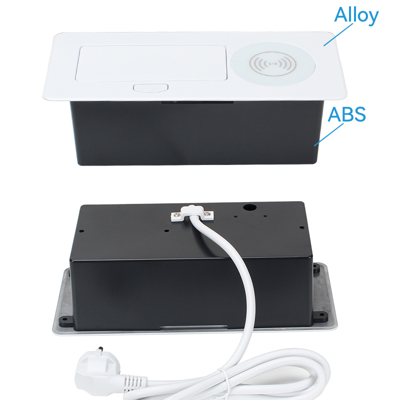 Desktop Pop Up Power Socket Wireless Charging 1 Schuko Outlet 1 USB-A+C Charging