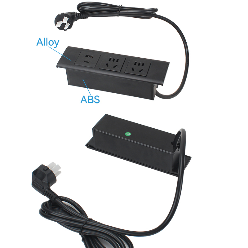 3 Way Desktop Recessed Power Socket Alloy Cover Customized Modules