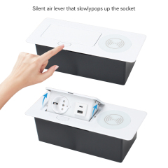 Desktop Pop Up Power Socket Wireless Charging 1 Schuko Outlet 1 USB-A+C Charging
