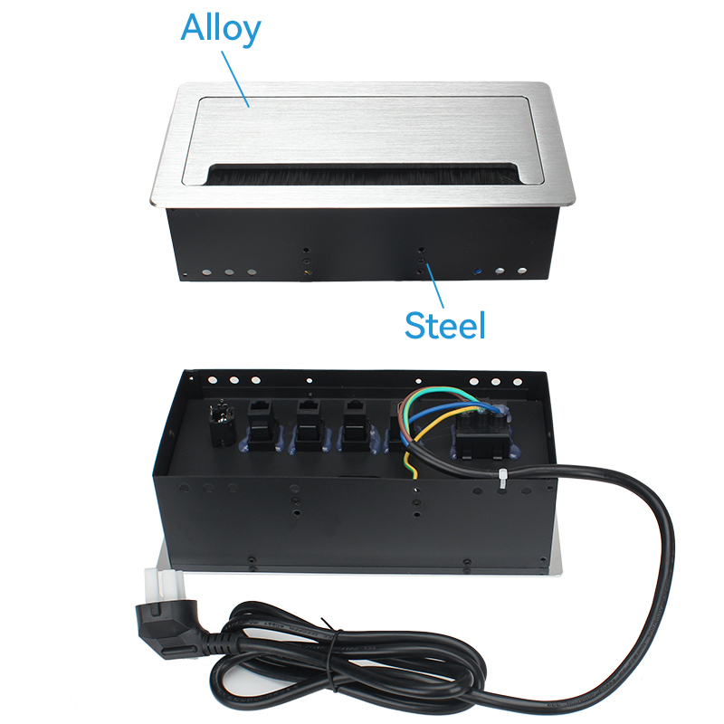 Flip Up Power Socket With Weak Modules HDMI CAT6 AUDIO For Conference Table