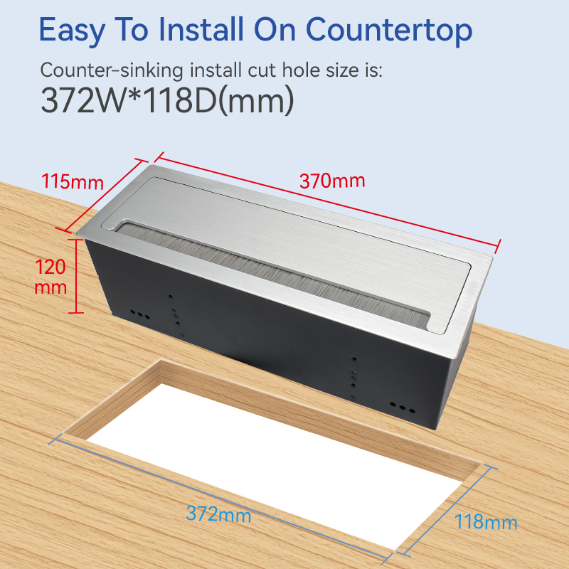 Conference Flip Up Power Socket With Universal Outlets USB-A&C Charging and Cable Through