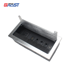 Flip Up Power Socket With Weak Modules HDMI CAT6 AUDIO For Conference Table