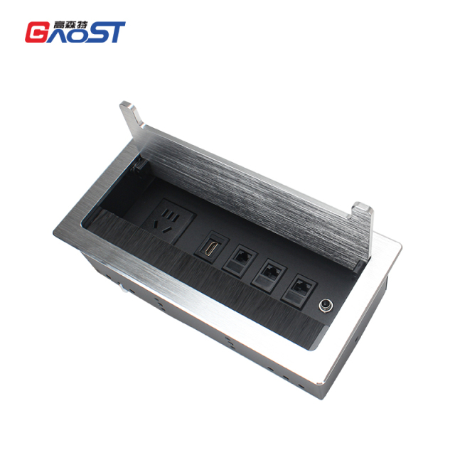 Flip Up Power Socket With Weak Modules HDMI CAT6 AUDIO For Conference Table