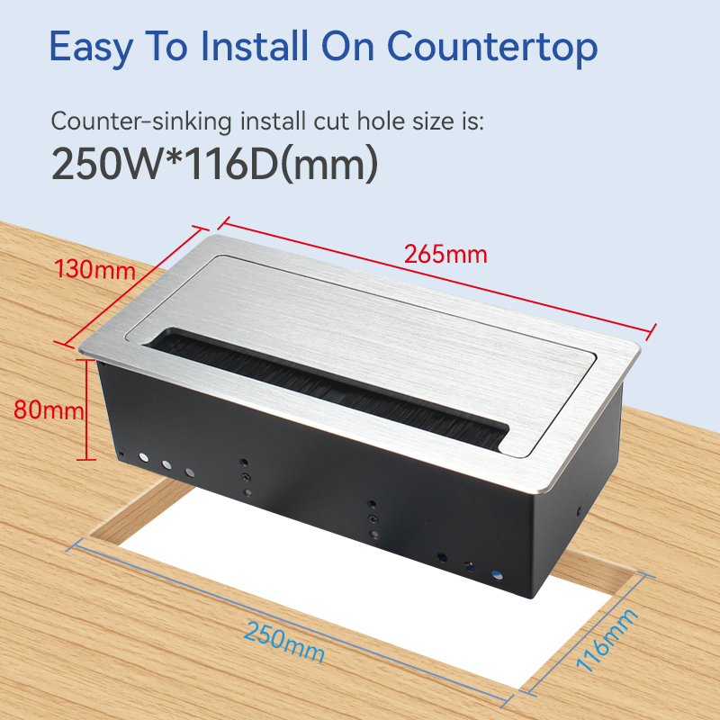 Flip Up Power Socket With Weak Modules HDMI CAT6 AUDIO For Conference Table