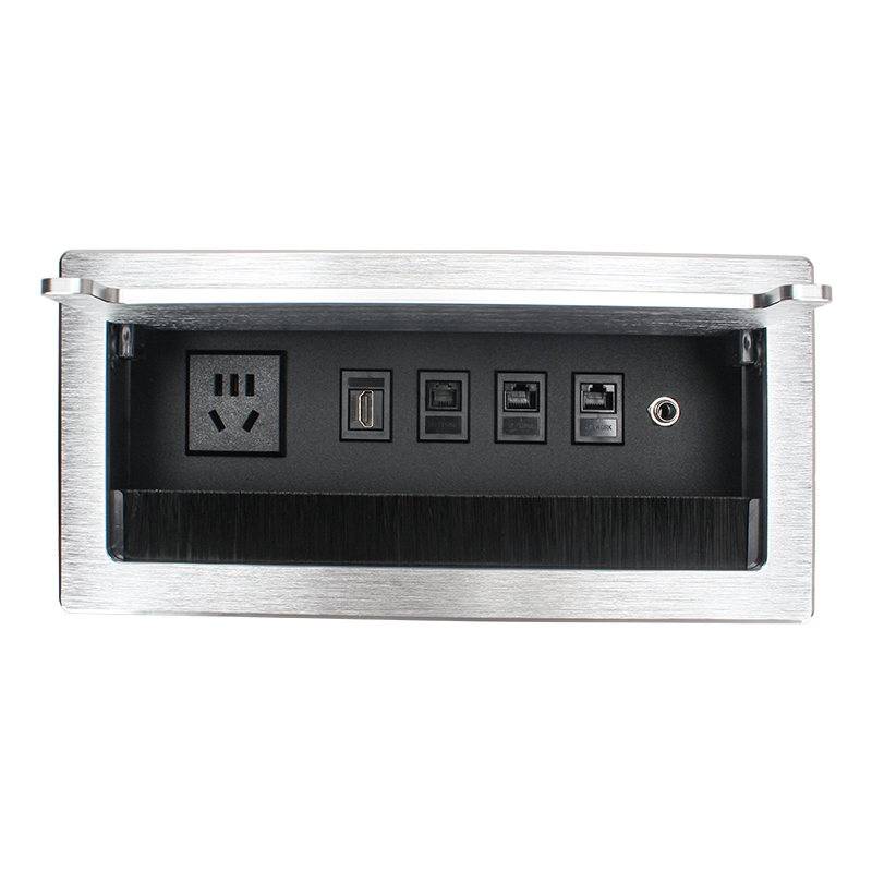Flip Up Power Socket With Weak Modules HDMI CAT6 AUDIO For Conference Table