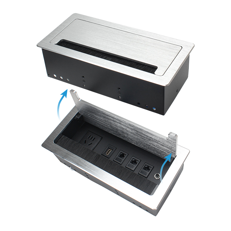 Flip Up Power Socket With Weak Modules HDMI CAT6 AUDIO For Conference Table