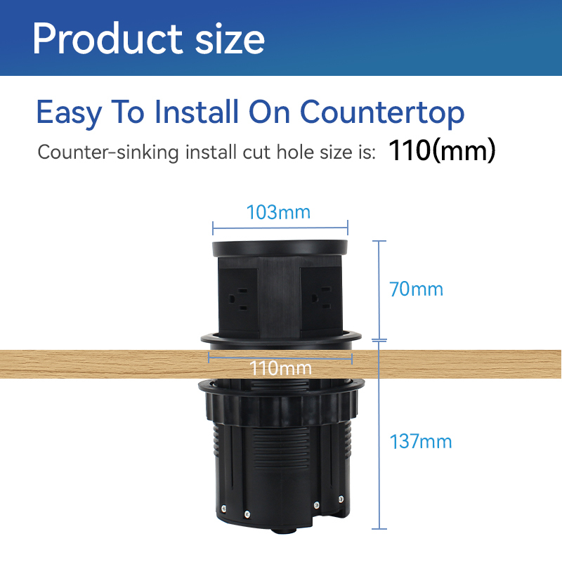 Desktop Pneumatic Pop Up Power Socket With 15W Wireless Charging and 10W USB-A&C Charging