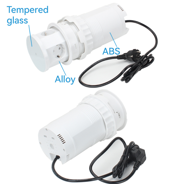 Round Pneumatic Pop Up Power Socket Schuko Outlets USB Charging and Wireless Charging hole 120mm