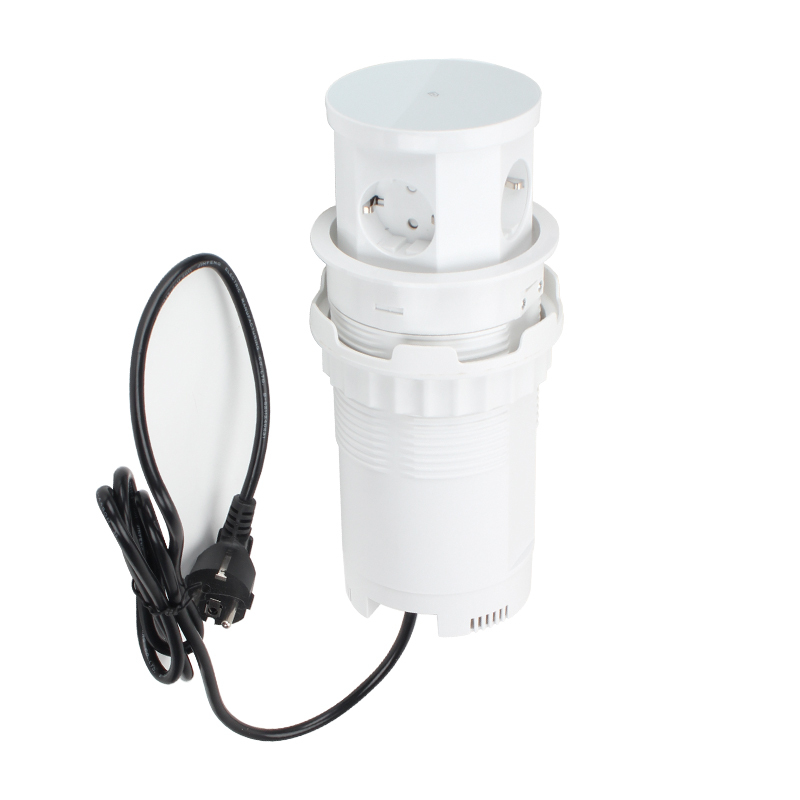 Round Pneumatic Pop Up Power Socket Schuko Outlets USB Charging and Wireless Charging hole 120mm
