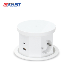 Round Pneumatic Pop Up Power Socket Schuko Outlets USB Charging and Wireless Charging hole 120mm