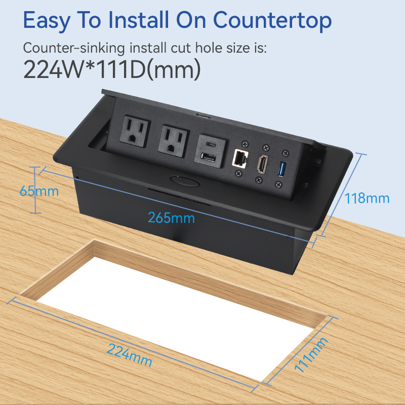 2 Way Pop Up Multifunctional Power Socket With CAT6 HDMI and USB Date Port For Conference