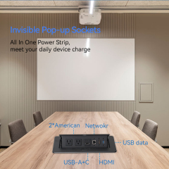 2 Way Pop Up Multifunctional Power Socket With CAT6 HDMI and USB Date Port For Conference