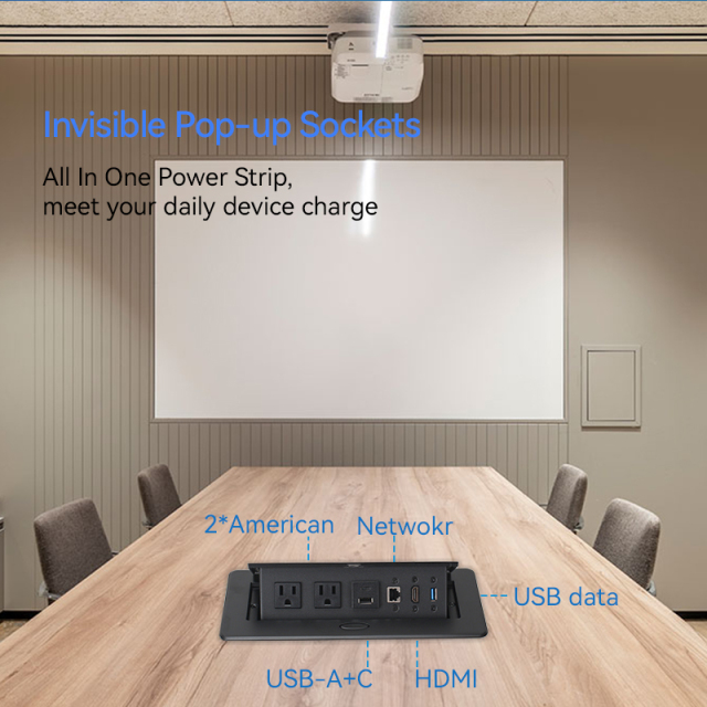 2 Way Pop Up Multifunctional Power Socket With CAT6 HDMI and USB Date Port For Conference
