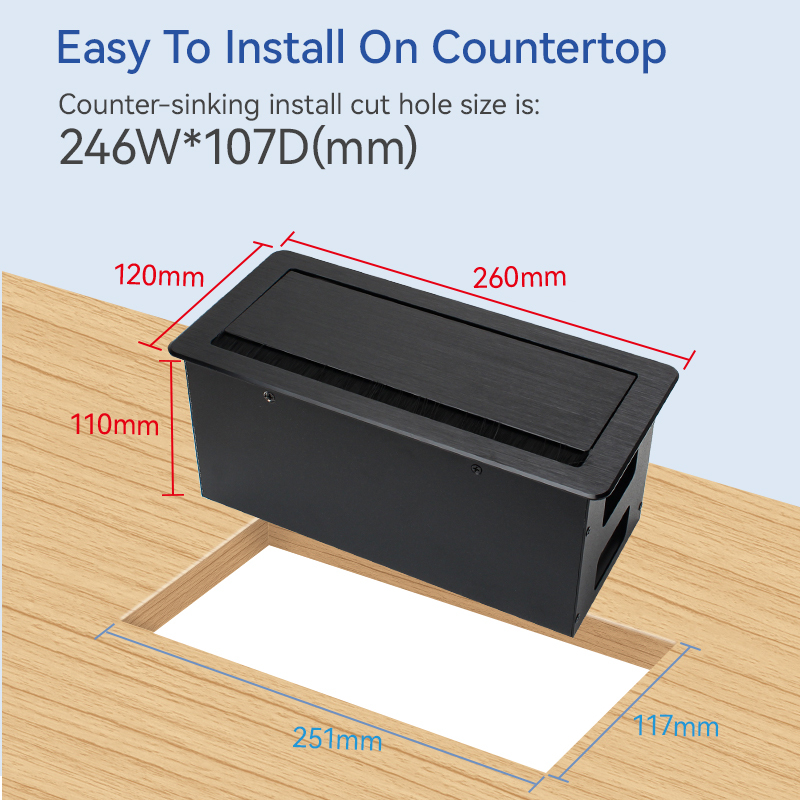 Conference Flip Up Power Socket With EU Outlets HDMI TYPEC