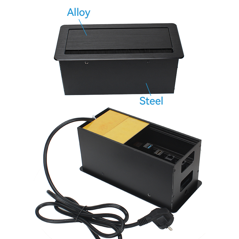 Conference Flip Up Power Socket With EU Outlets HDMI TYPEC