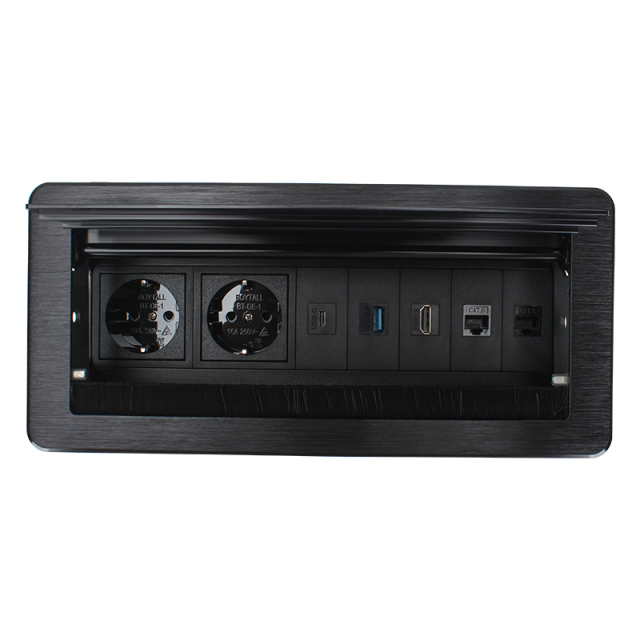 Conference Flip Up Power Socket With EU Outlets HDMI TYPEC