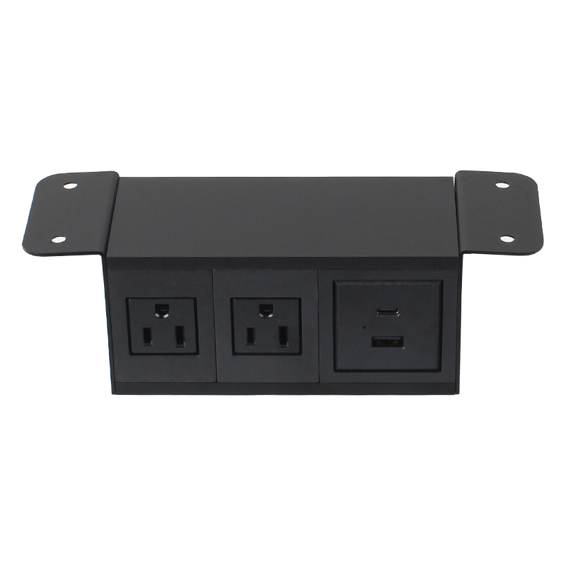 Wholesale Alloy Power Strip Under Desk Socket 2 USA Outlets 1 USB-A+C Charging