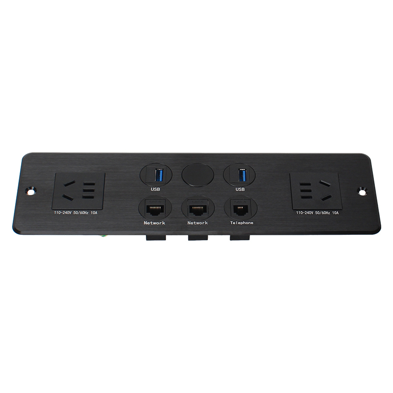 Media hub desktop data box built in 2 AC ways power socket with weak CAT6 CAT3 and USB data port