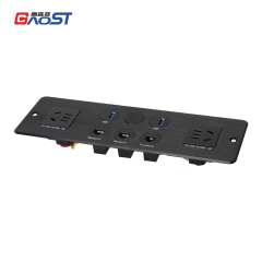 Media hub desktop data box built in 2 AC ways power socket with weak CAT6 CAT3 and USB data port