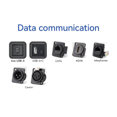 Media hub desktop data box built in 2 AC ways power socket with weak CAT6 CAT3 and USB data port