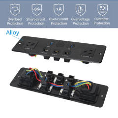 Media hub desktop data box built in 2 AC ways power socket with weak CAT6 CAT3 and USB data port
