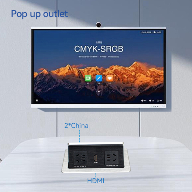Desktop Pop Up Power Box With 2 AC Outlets 1 HDMI