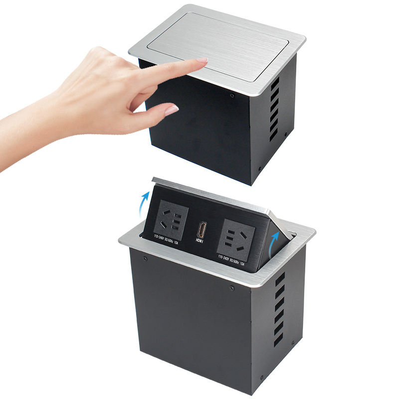 Desktop Pop Up Power Box With 2 AC Outlets 1 HDMI