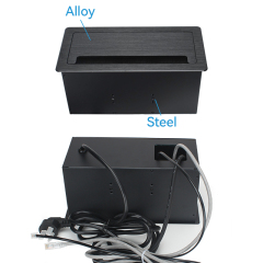 Conference Flip Up Socket With Brush Alloy Shell 2 AC + 1 USB-A&C Charging 2 CAT6 and 1 HDMI