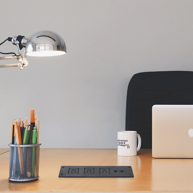 Wholesale Desktop Recessed In Power Socket 3 AC Ways with CAT6+CAT3
