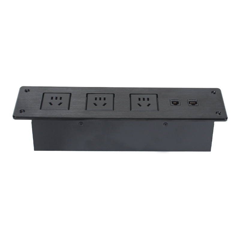 Wholesale Desktop Recessed In Power Socket 3 AC Ways with CAT6+CAT3
