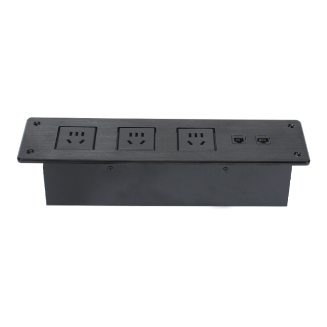 Wholesale Desktop Recessed In Power Socket 3 AC Ways with CAT6+CAT3