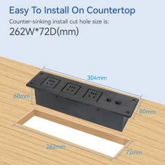 Wholesale Desktop Recessed In Power Socket 3 AC Ways with CAT6+CAT3