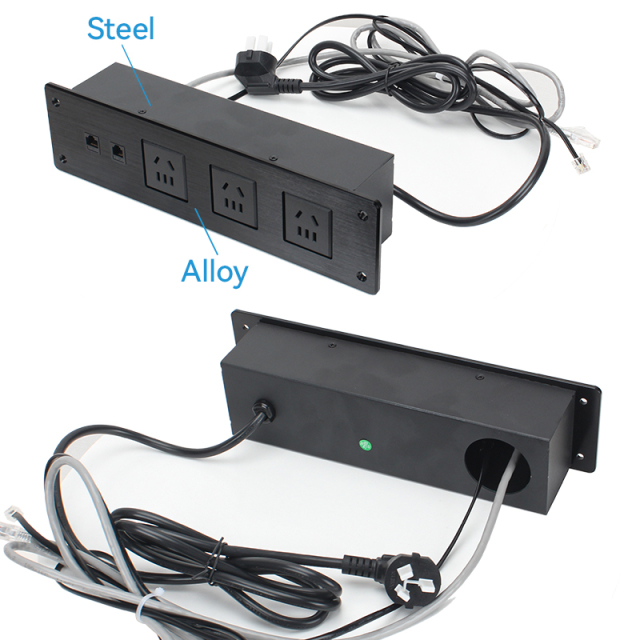 Wholesale Desktop Recessed In Power Socket 3 AC Ways with CAT6+CAT3