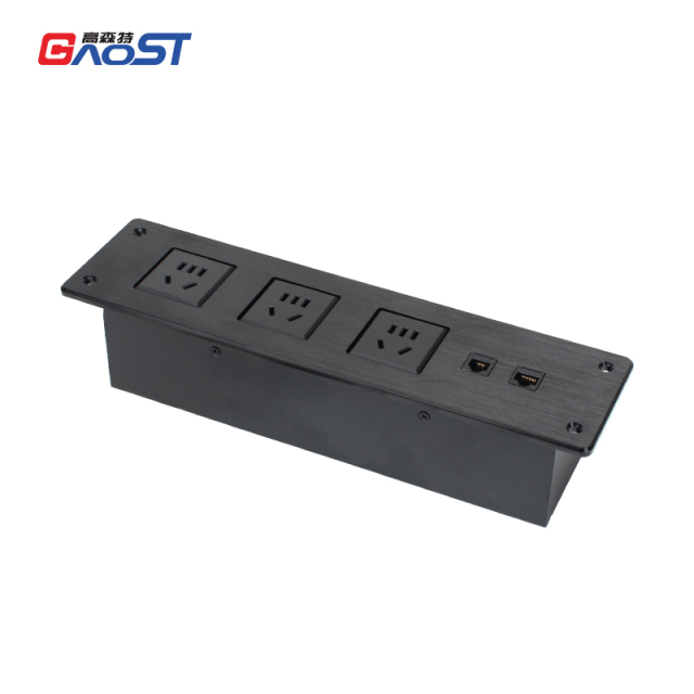 Wholesale Desktop Recessed In Power Socket 3 AC Ways with CAT6+CAT3