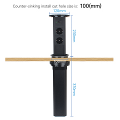 Kitchen Pneumatic Pop Up Socket With 2 Schuko Outlets And 1 USB-A&C Charging