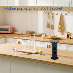 Kitchen Pneumatic Pop Up Socket With 2 Schuko Outlets And 1 USB-A&C Charging