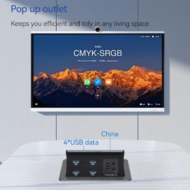 Conference Pop Up Media Hub With 1 AC and 4 USB Date Port
