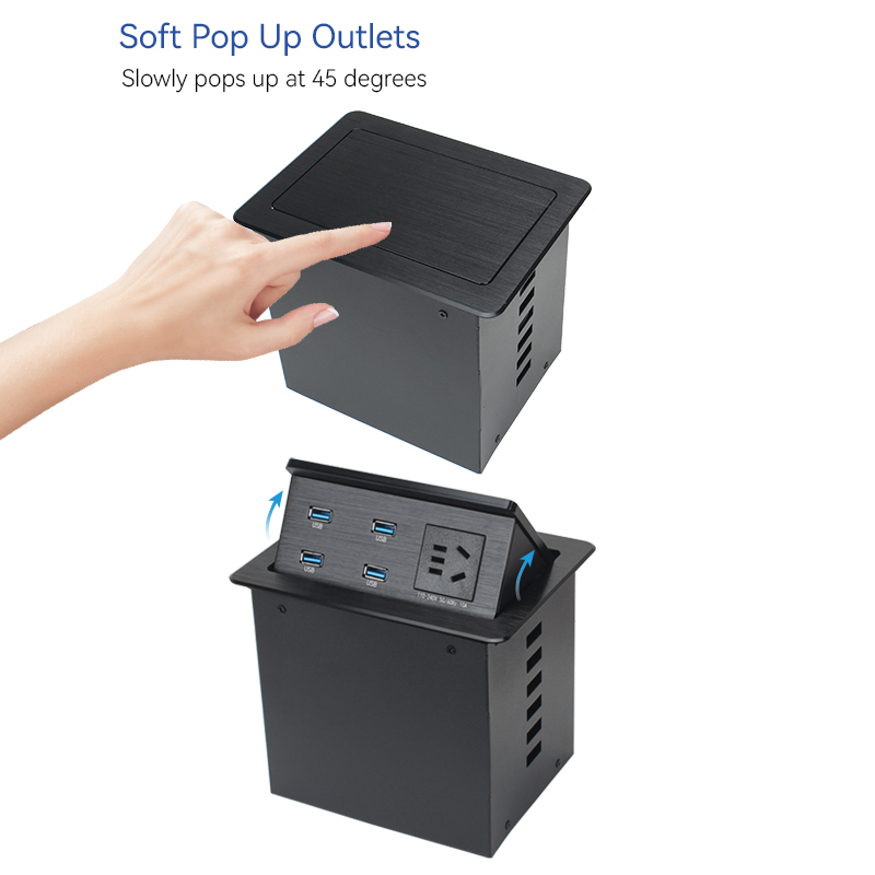 Conference Pop Up Media Hub With 1 AC and 4 USB Date Port