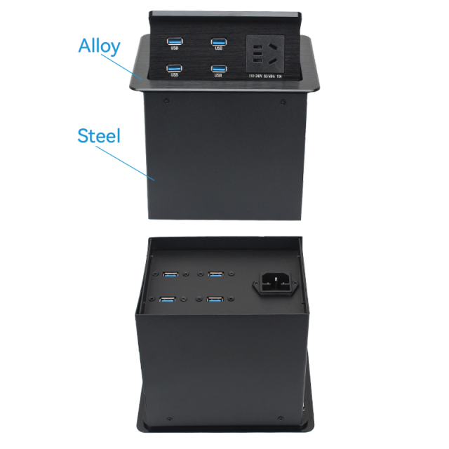 Conference Pop Up Media Hub With 1 AC and 4 USB Date Port