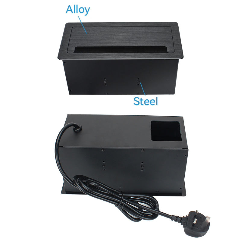 Conference Brushed Flip Up Power Socket With 2 Universal AC Outlets 1 USB-A&C Charging PD65W 1 HDMI and 1 CAT6