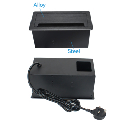 Conference Brushed Flip Up Power Socket With 2 Universal AC Outlets 1 USB-A&C Charging PD65W 1 HDMI and 1 CAT6