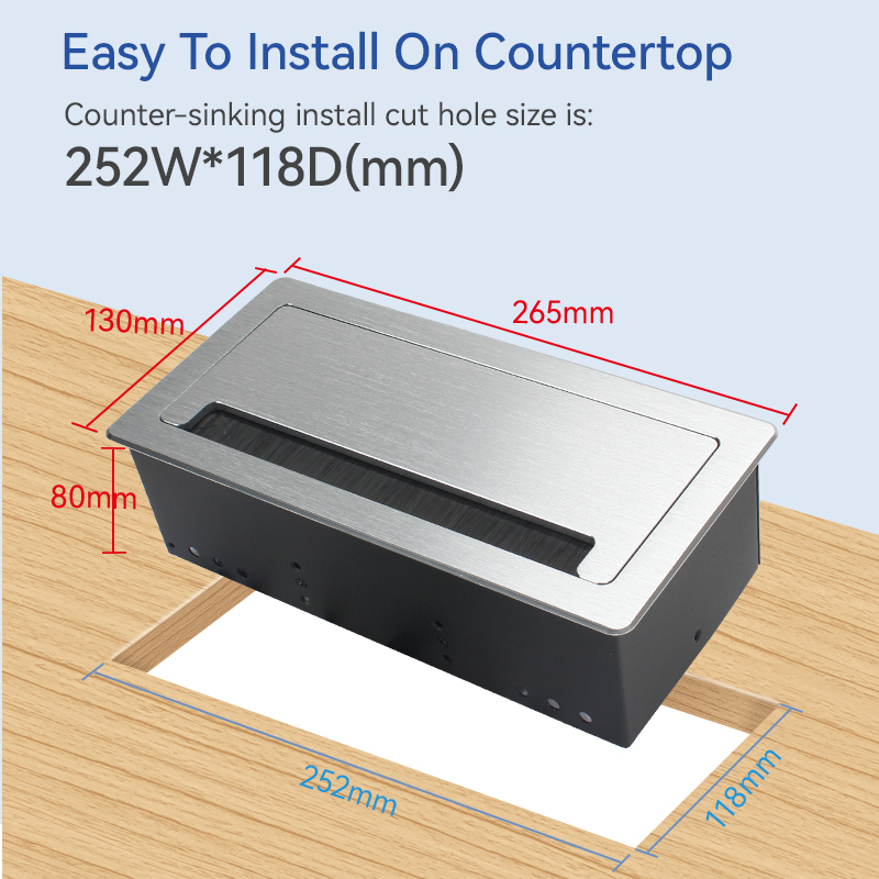 High Quality Alloy Power Socket Flip Up Socket With 2 US Outlets 2USB Date and 2 HDMI