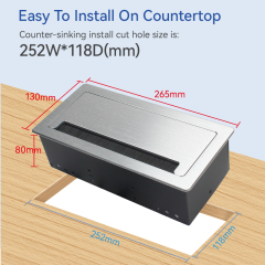 High Quality Alloy Power Socket Flip Up Socket With 2 US Outlets 2USB Date and 2 HDMI