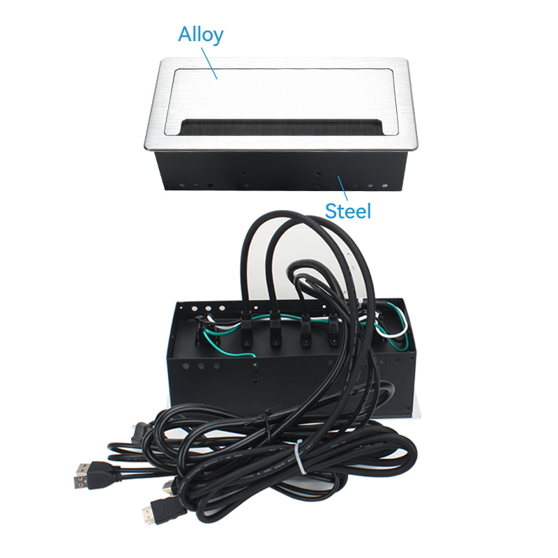 High Quality Alloy Power Socket Flip Up Socket With 2 US Outlets 2USB Date and 2 HDMI