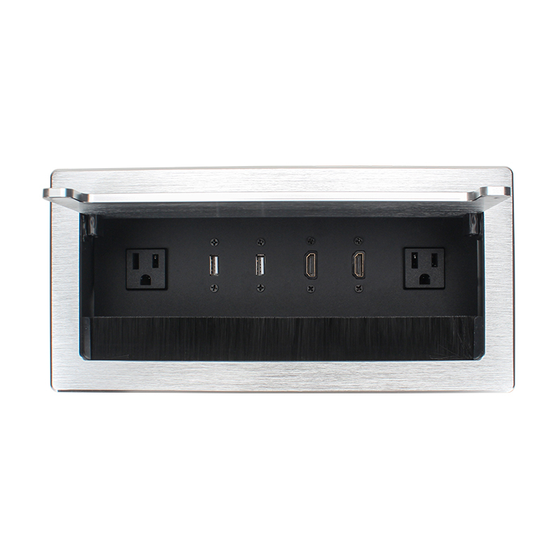 High Quality Alloy Power Socket Flip Up Socket With 2 US Outlets 2USB Date and 2 HDMI